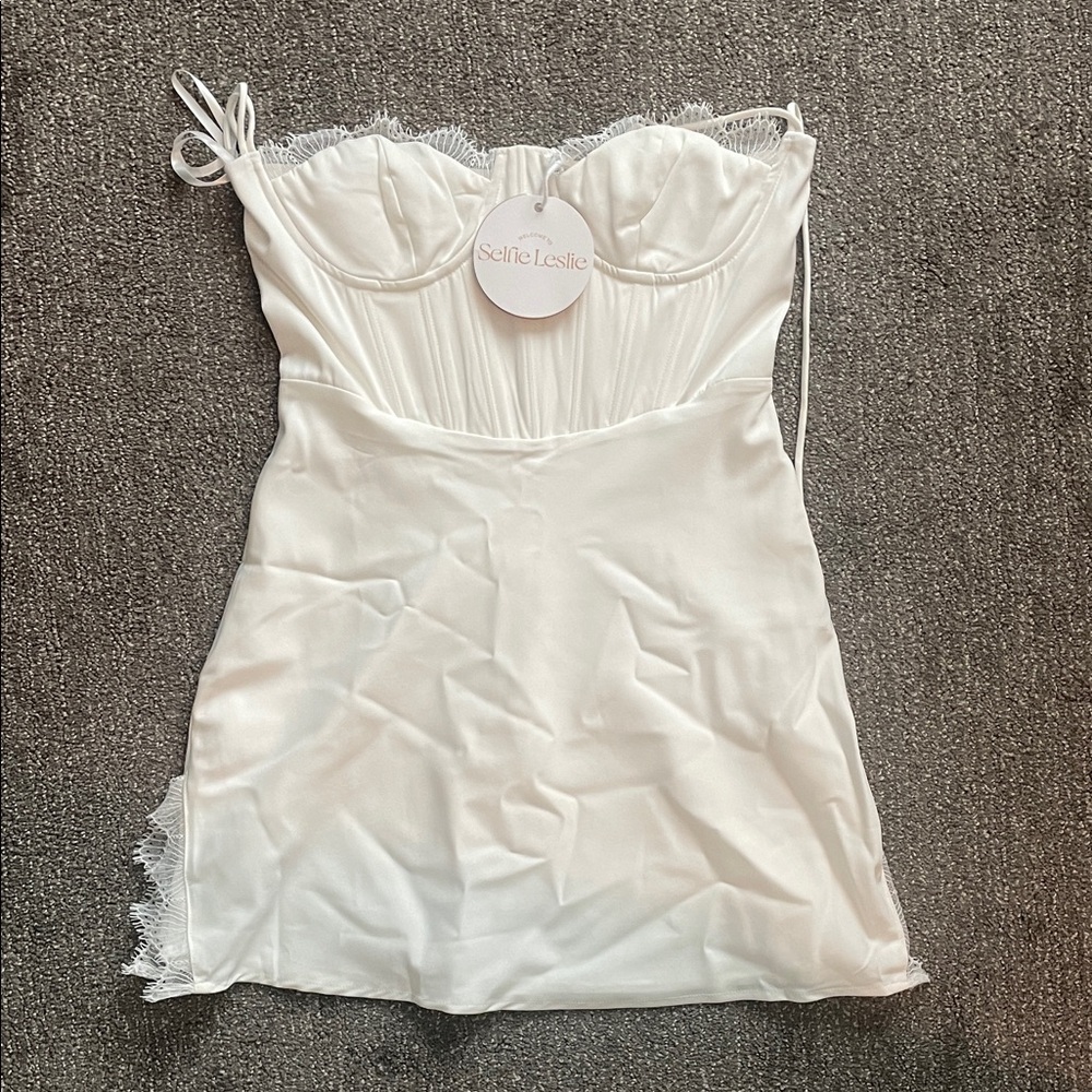 Selfie Leslie Ivory Satin Dress